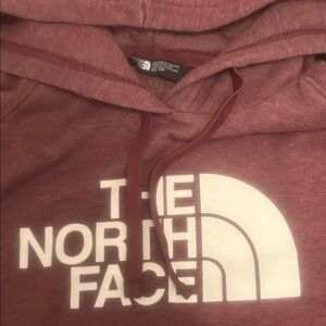The North Face Burgundy Pullover Hoodie with White Logo